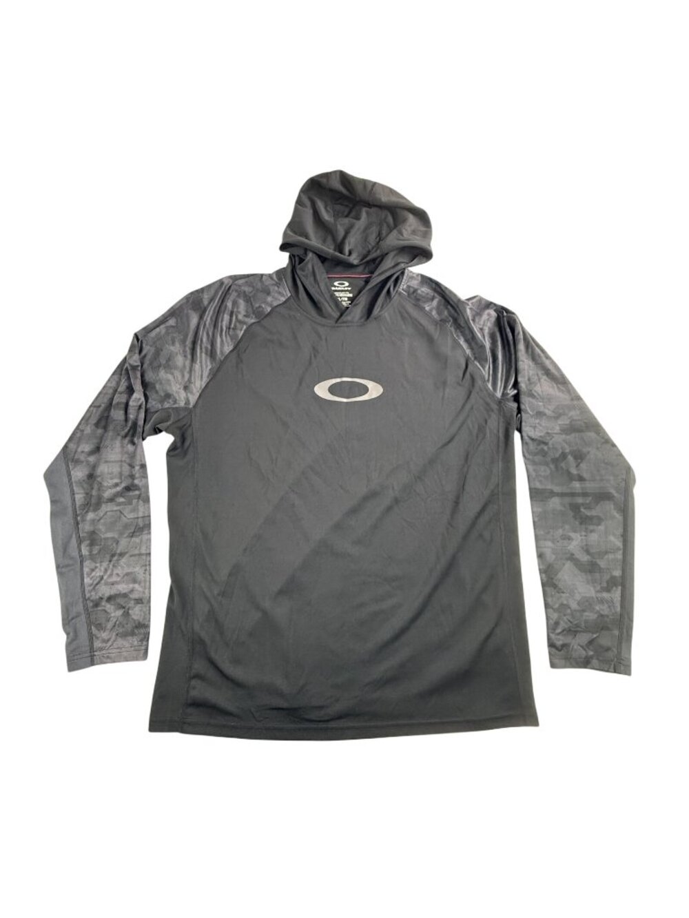 Oakley Hoodie Mens 2XL Black Hydrolix Camo Sleeve Lightweight Pullover Training